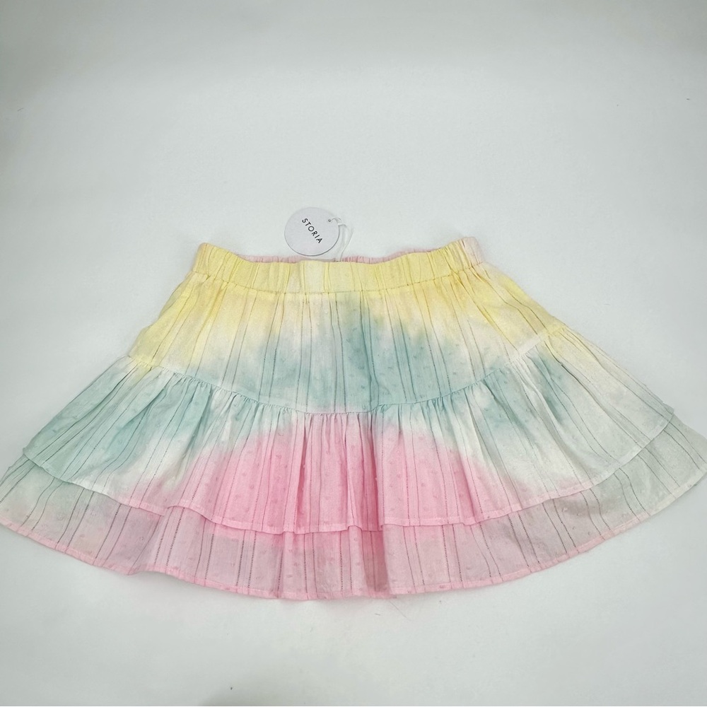 Storia Skirt Womens M Multicolor Pastel A-line Mini Cotton Ombre Elastic Waist